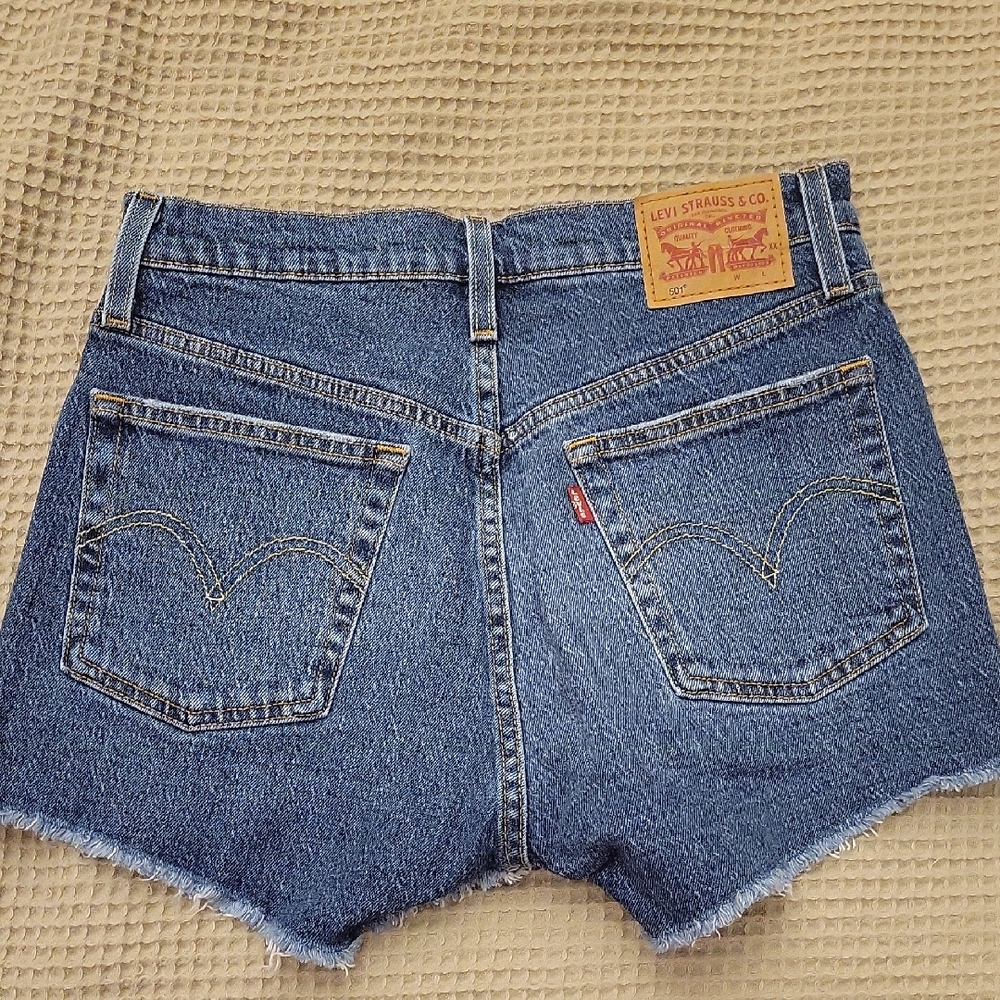 Levi's Blue Denim Frayed Hem Women's Shorts